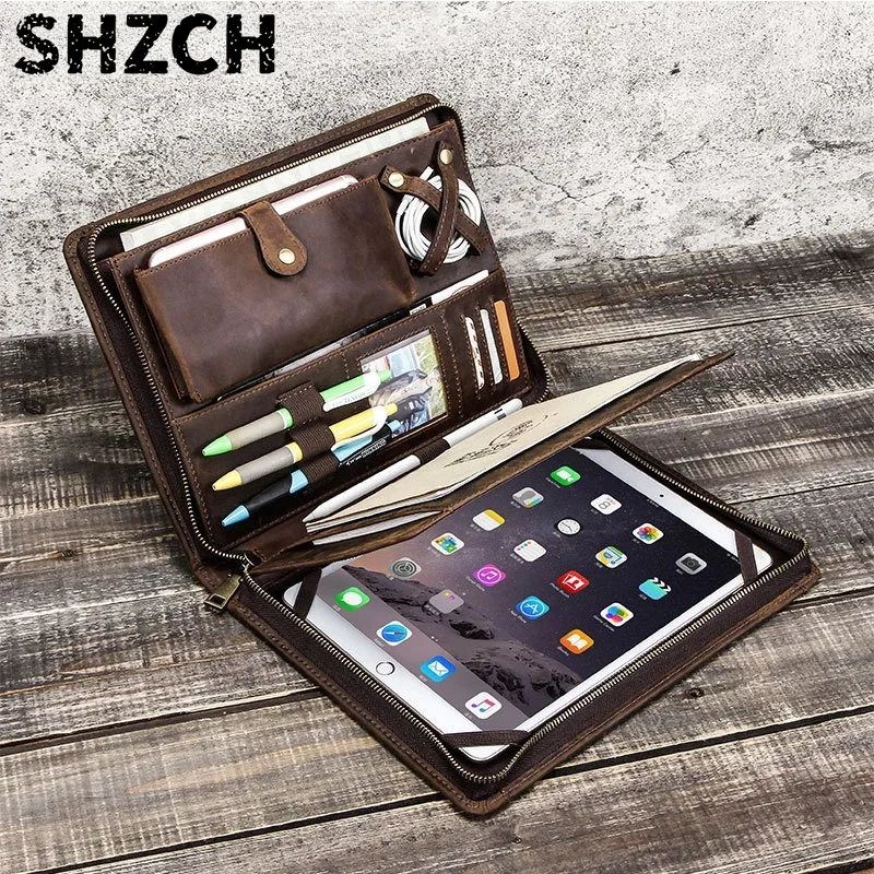 Tech Accessories Tablet - レザータブレット収納バッグ Apple iPad用 ジッパー付き ペンスロット データケーブル