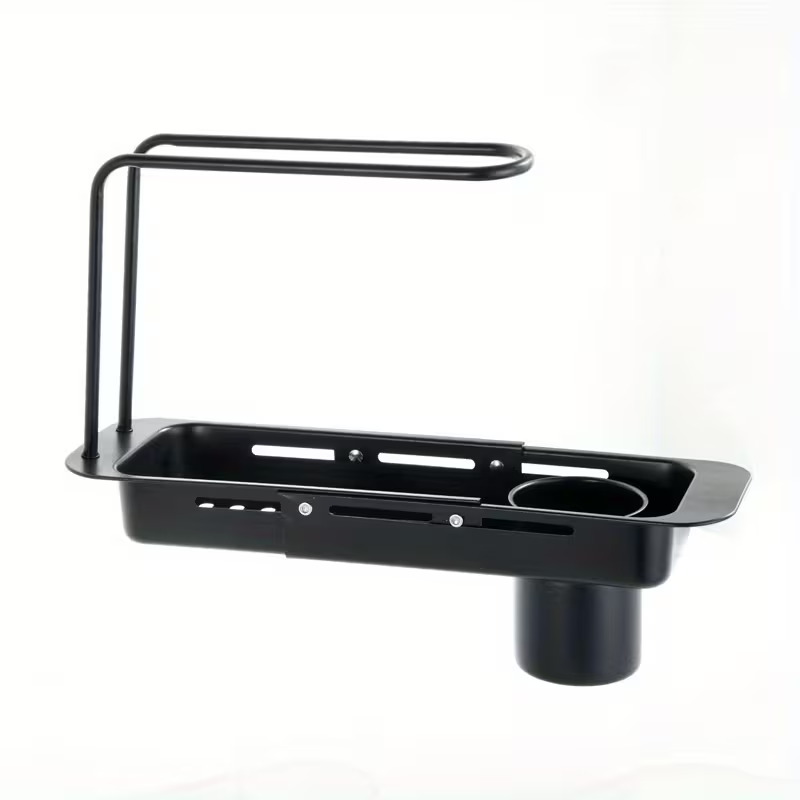 Tech Accessories Organizer - 洗練されたデザイン、拡張可能なステンレス製キッチンシンクオーガナイザー - スポンジホルダー付き食器乾燥ラック、あらゆるシンクに適合
