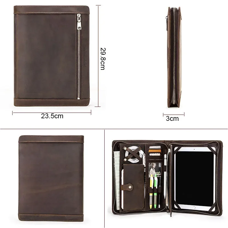 Tech Accessories Tablet - ペンスロット付きデータケーブル電話オーガナイザーテックアクセサリーレザータブレット収納バッグ（iPad用）