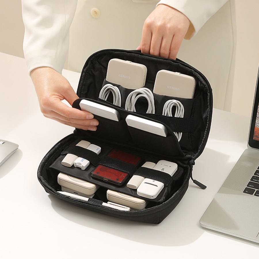 Tech Accessories Organizer Pouch - ポータブルトラベルコードオーガナイザー、電子機器収納ケース（ケーブル、充電器、電話、アクセサリー用）、テックポーチ、男性女性へのギフト