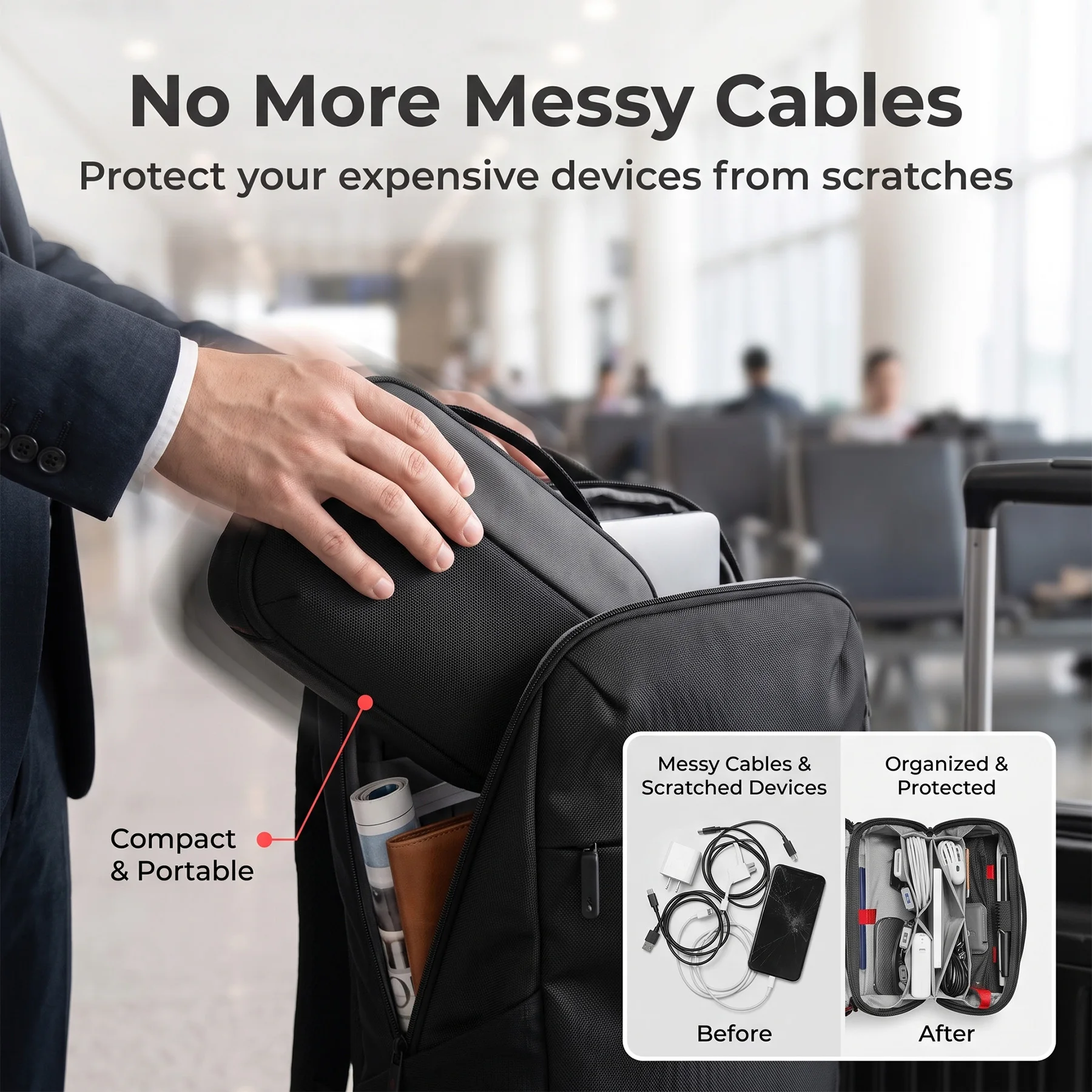 トラベルテックオーガナイザーポーチ、防水多機能電子機器アクセ - Tech Accessories Organizer Pouch のレビューと価格