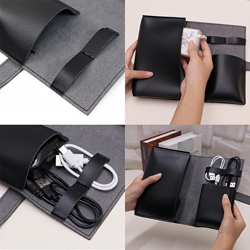 1PC PU レザーマルチコンパートメントオーガナイザーポー - Tech Accessories Organizer Pouch のレビューと価格