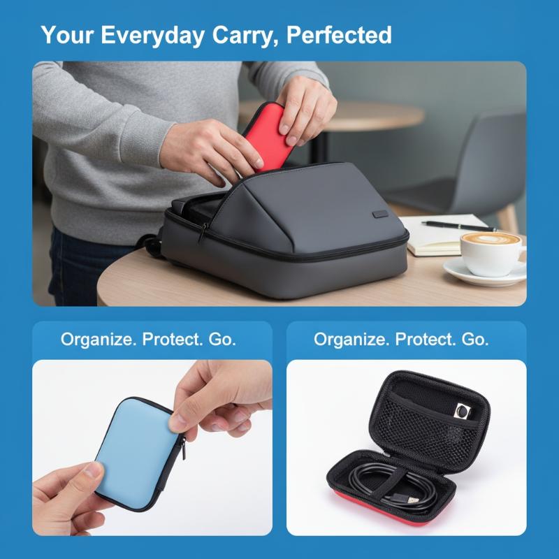 耐衝撃EVAテックアクセサリーオーガナイザーバッグ、ポータブ - Tech Accessories Organizer Pouch のレビューと価格