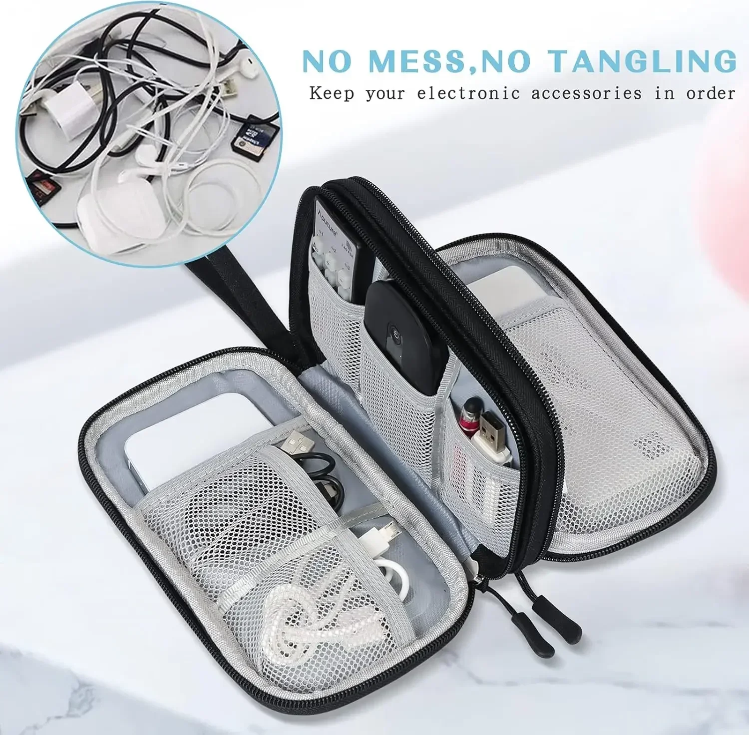 トラベルケーブルバッグ ポータブルデジタル収納ポーチ 充電器 - Tech Accessories Organizer のレビューと価格