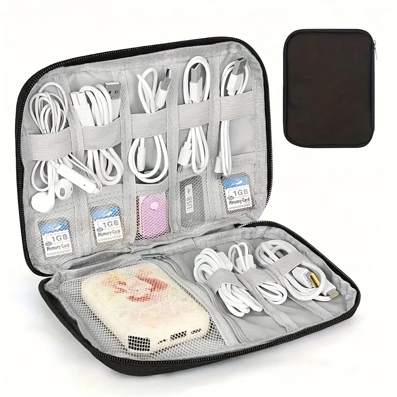 1パックポータブル電子機器アクセサリー収納バッグ、多ポケット - Tech Accessories Organizer Pouch のレビューと価格